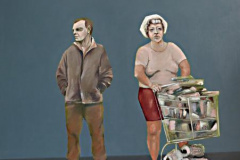 Mann Frau Einkaufswagen, Öl auf Leinwand, 2017, 110 x 100 cm